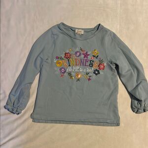 Peek Blue Long Sleeve Tees with Floral Embellishments